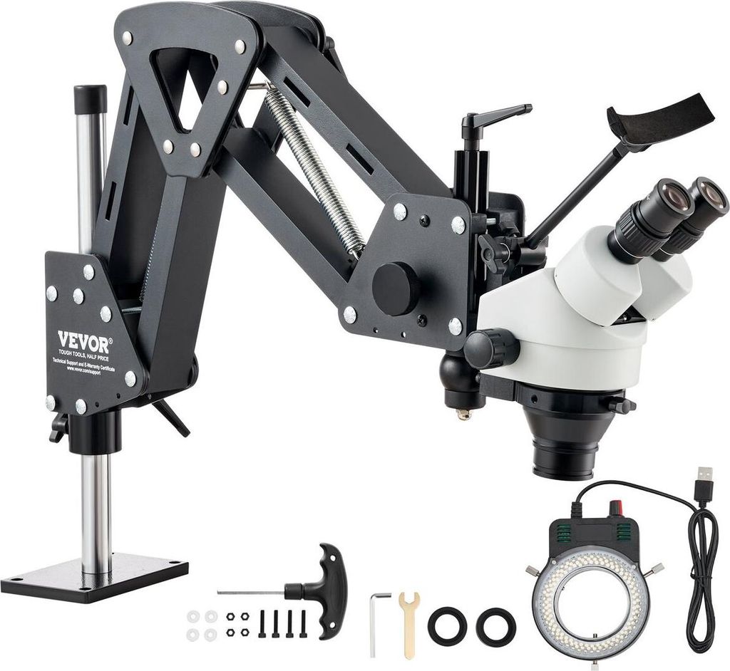 Multidirektionales Mikroskop mit Federhalterung Ringlicht 7X-45X Schmuck