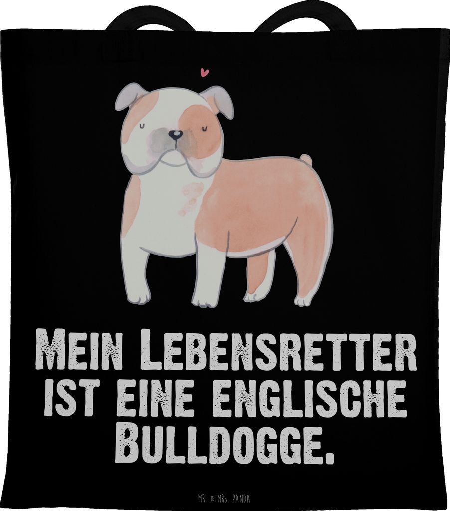 Mr. & Mrs. Panda Tote Bag Englische Bulldogge Lebensretter - Schwarz - Geschenk, Jutebeutel, Tasche, Uni, Stoffbeutel, Schultasche