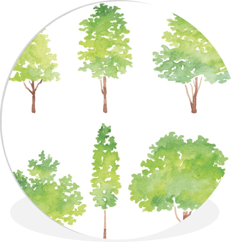 MuchoWow Rundes Wandbild - Runde Bilder Aquarell - Baum Ø 60 cm Kreis Wanddekoration Kunststoff - Wandkreis - Wandschmuck - Wand Kreis - Das Sch...