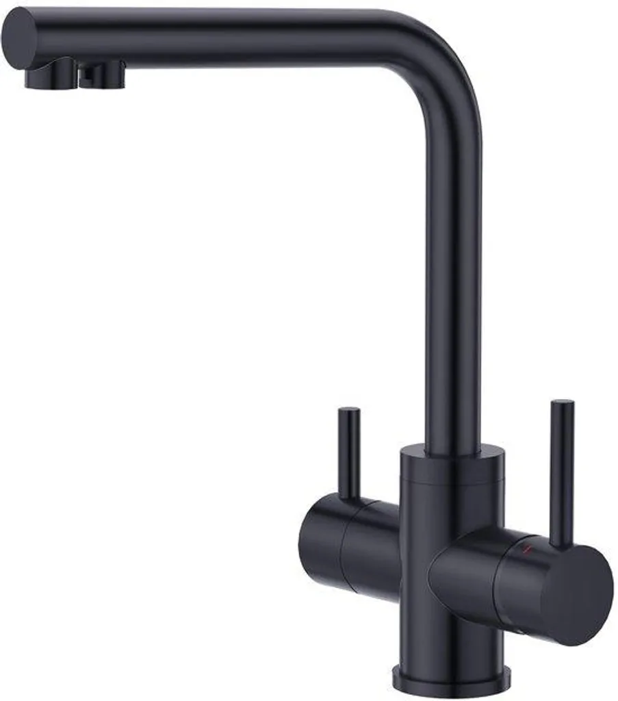 Robinet cuisine 3 voies noir mat en acier inox pour osmose inverse