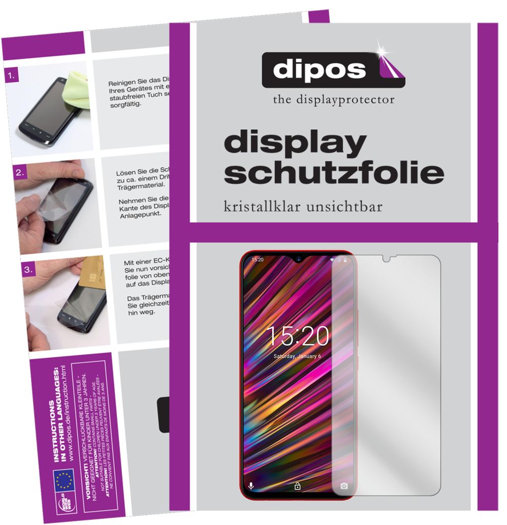 2x Schutzfolie für Umidigi F1 klar Displayschutzfolie Folie Display Schutz dipos