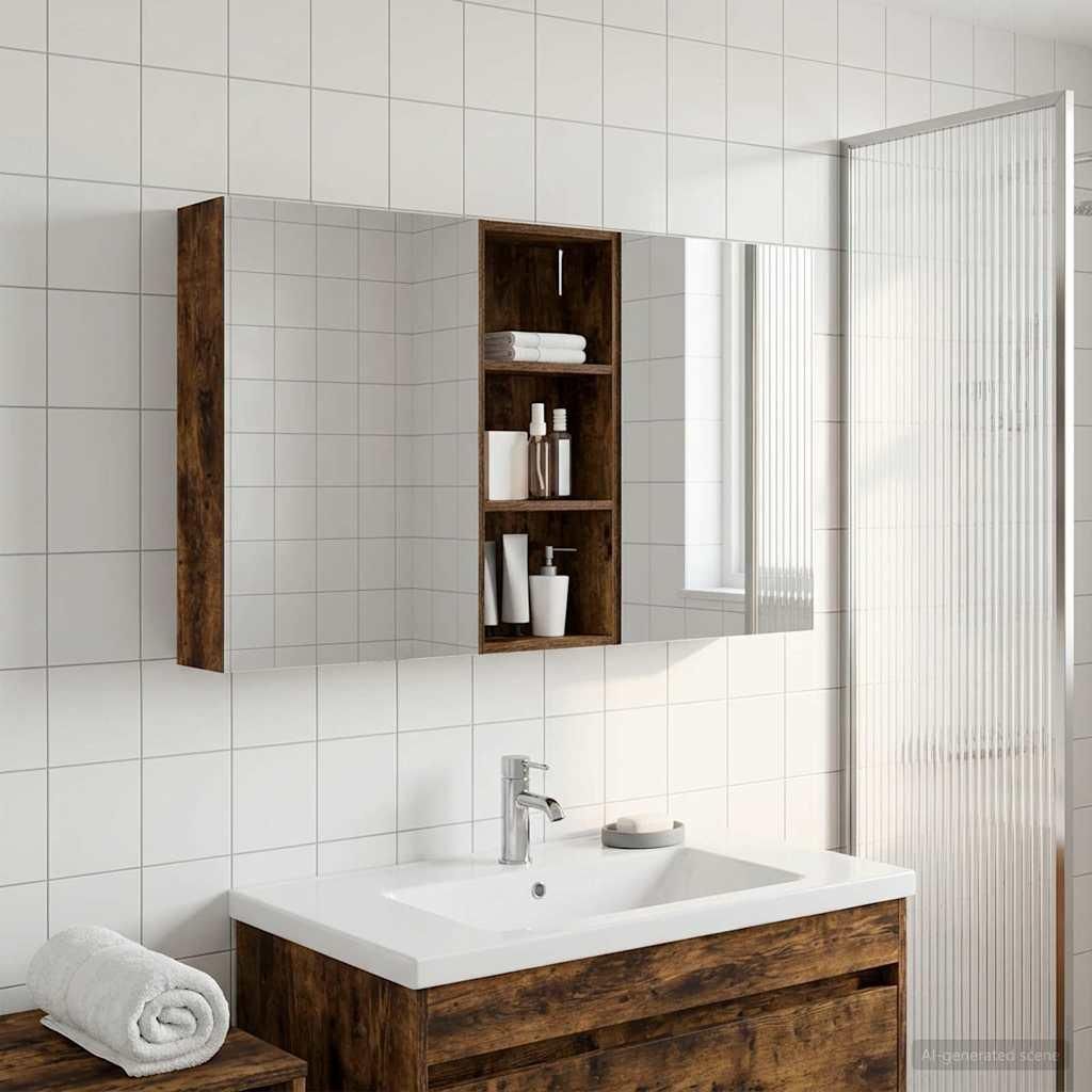 Badezimmerschrank-Set 3 pcs 130 x 14,5 x 70 cm Holzwerkstoff - Badspiegel DE409