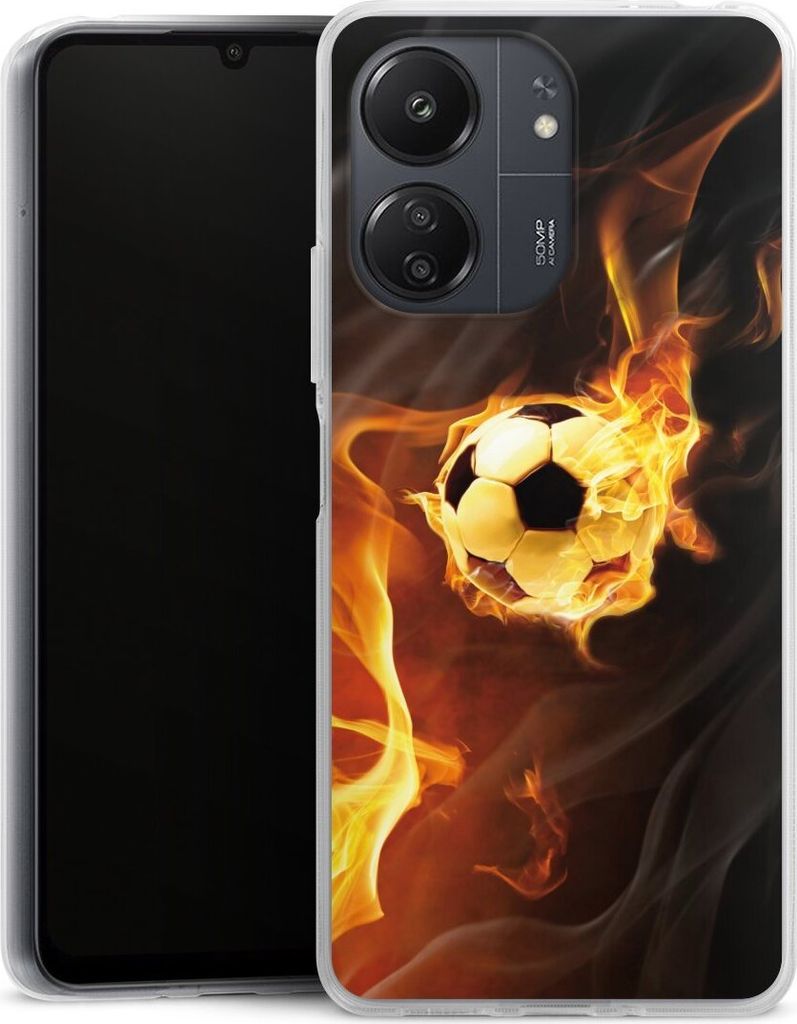 DeinDesign Handyhülle für Xiaomi Redmi 13C 5G Silikon Hülle Case Smartphone Schutzhülle Ball Feuer Fußball