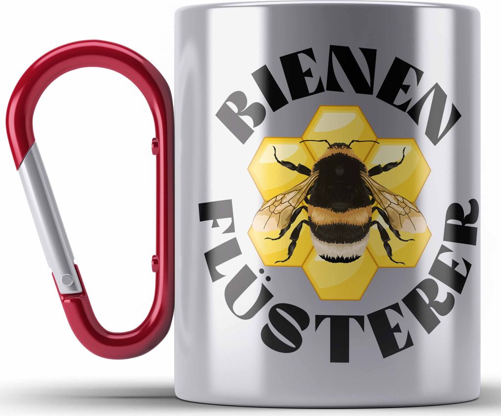Trendation - Imker Geschenke Edelstahl Tasse Karabiner Bienenzucht Karabiner Edelstahl Tasse Karabiner Edelstahl Geschenkideen Bienenzüchter Biene...