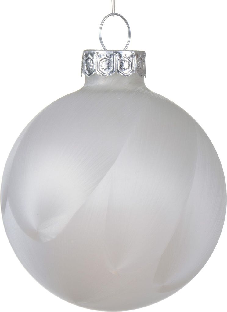 Weihnachtskugeln Glas 6cm x 6 Stück - Weiß Eislack Produktbild 