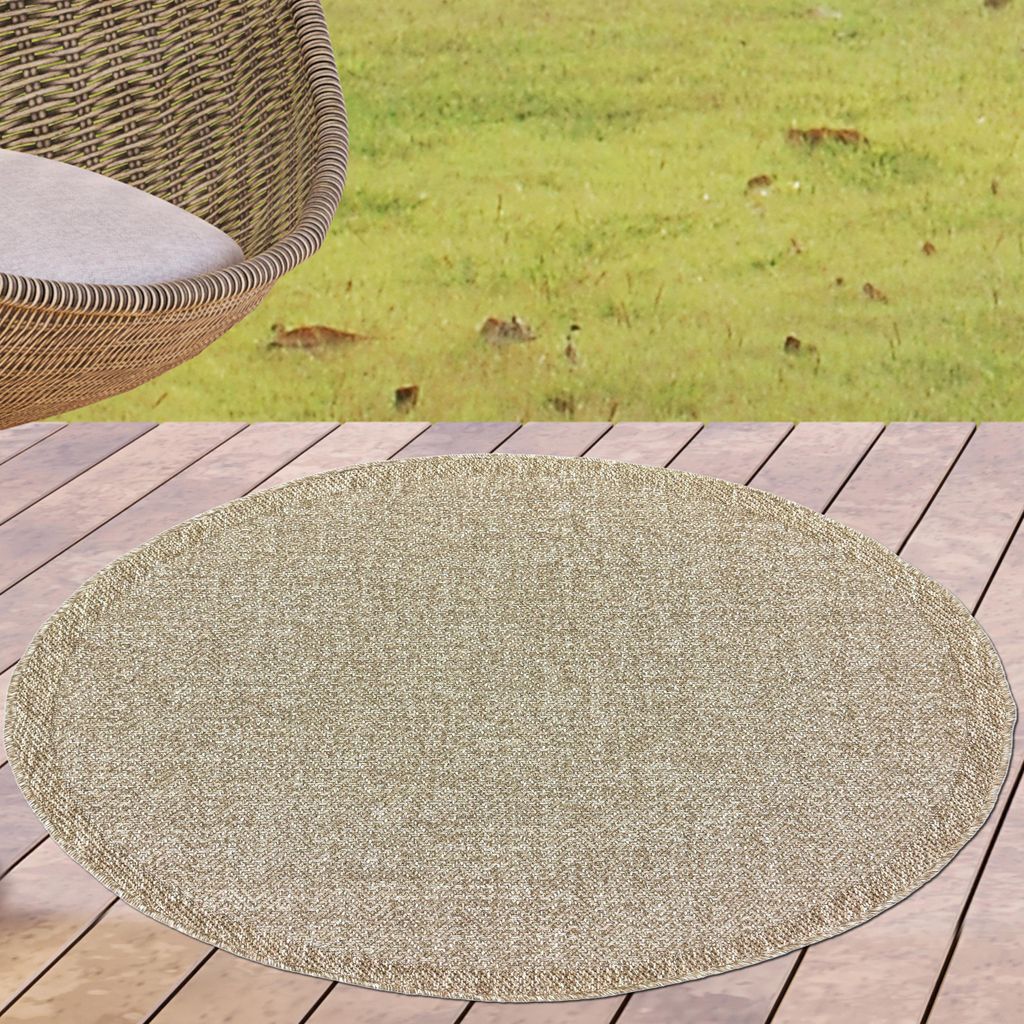 Outdoor Teppich in Sisal-Optik für Garten, Terrasse und Balkon Größe - 120 cm Rund
