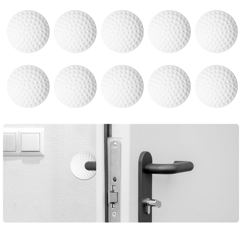 Wandmontierte Türstopper, 10 Stück, selbstklebend, 5 cm, weiß. Stoßdämpfende Silikon-Türstopper für Wände und Möbel.