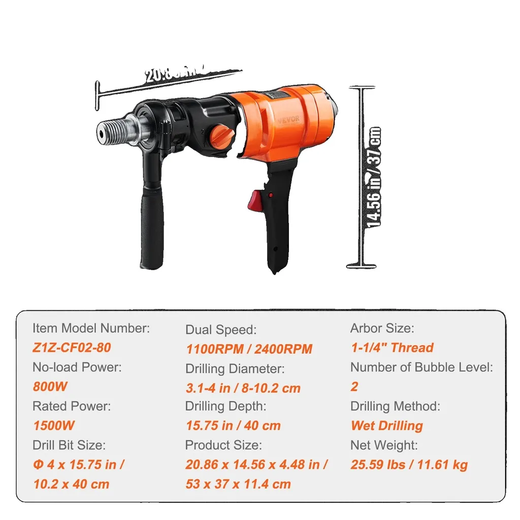 Carotteuse diamantée 1500W idéale pour pose de climatisation 4"