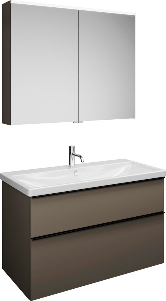 burgbad Eqio Set, bestehend aus Spiegelschrank, Keramik-Waschtisch und Waschtischunterschrank, Breite 1030mm, SFAN103F2010C0001G0252