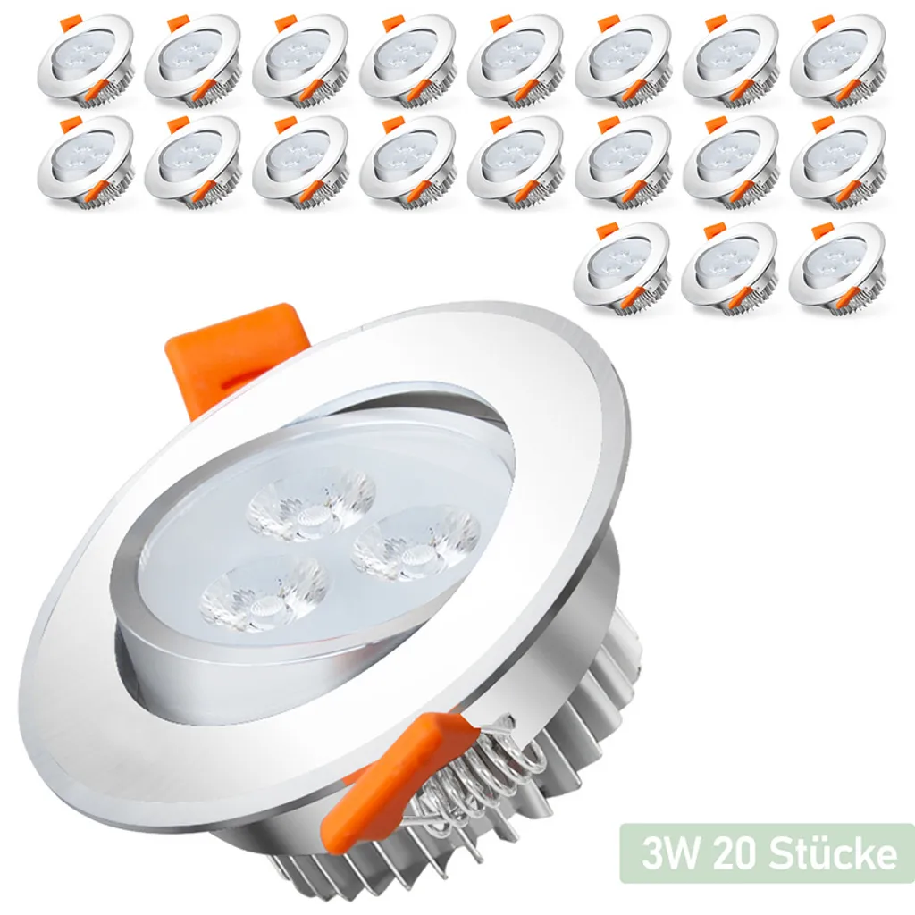 Jopassy 20X Luci da Incasso LED 3W Soffitto Bianco Caldo 230V