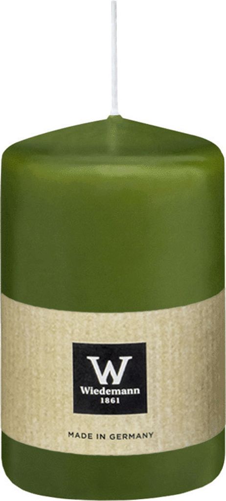 Stumpenkerze aus Paraffin, Olive, Wiedemann, 80/58 mm, Brenndauer ca. 29h