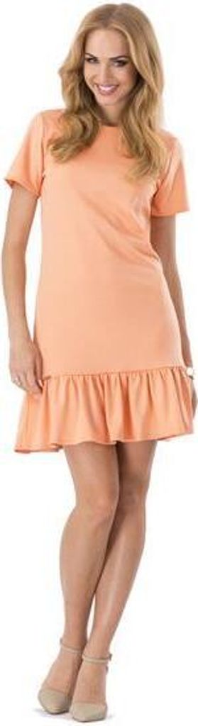 Damen Kleid Klassisch Elegant mit Rüschen; Melone/S/36