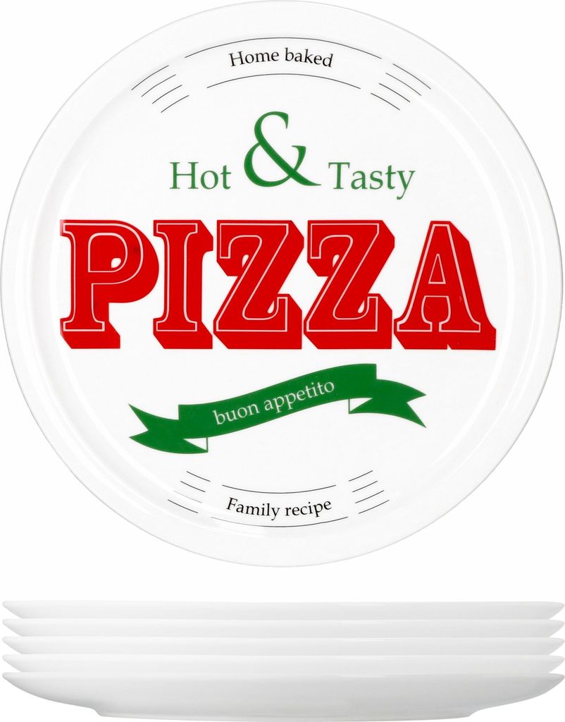 6er Set Pizzateller Hot & Tasty rot / grün Ø 30cm weiß Produktbild 