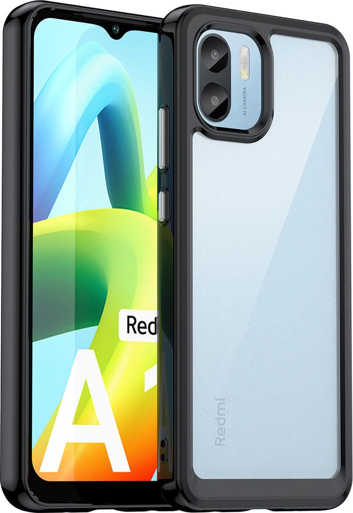 Redmi A1 Hülle, Klar Rückseite Stoßfeste TPU Silikon Bumper Schutzhülle für Xiaomi Redmi A1 Schwarz