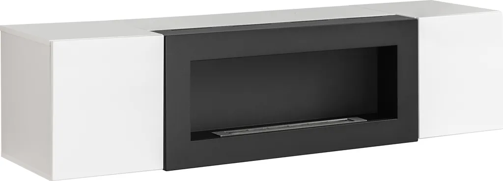 Commode FREYA Blanche avec Bio-cheminée Intégrée - Buffet Design Chic