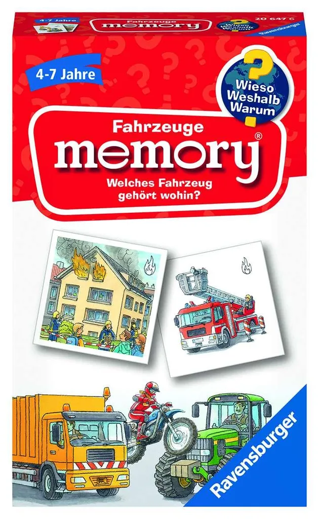 Jeu memory Véhicules Ravensburger idéal pour calmer et amuser l'enfant