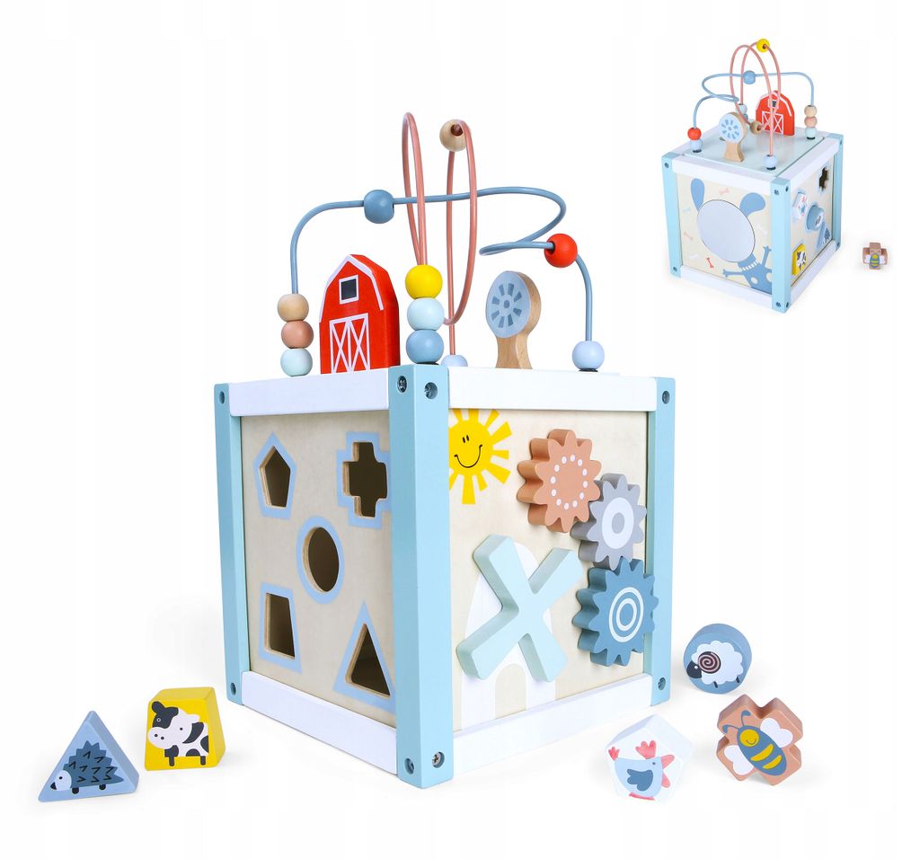 Drewniana kostka edukacyjna sorter +klocki ECOTOYS Zdjęcie produktu 