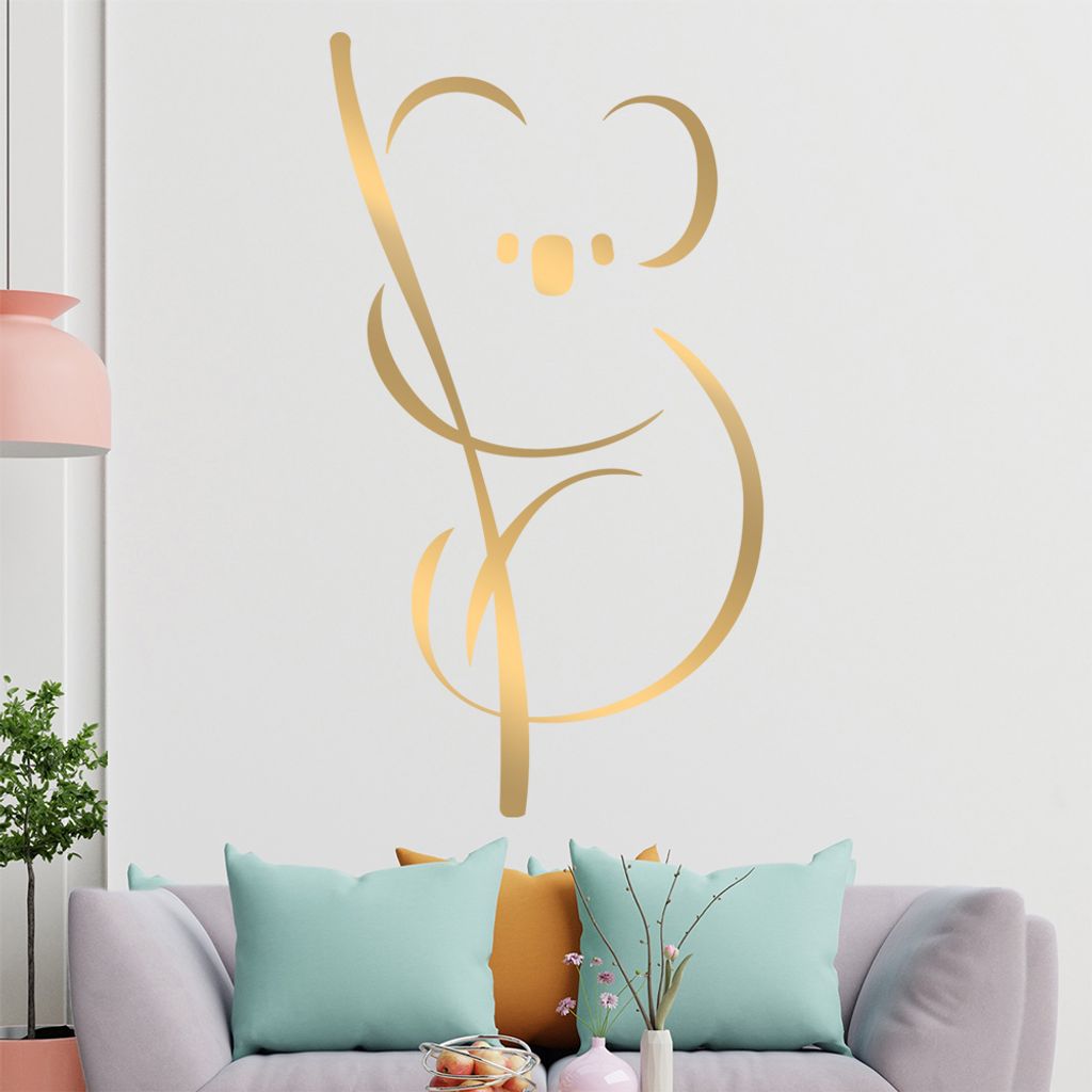 Koala Linien Wandtattoo in 6 Größen - Wandaufkleber Wall Sticker - Dekoration, Küche, Wohnzimmer, Schlafzimmer, Badezimmer