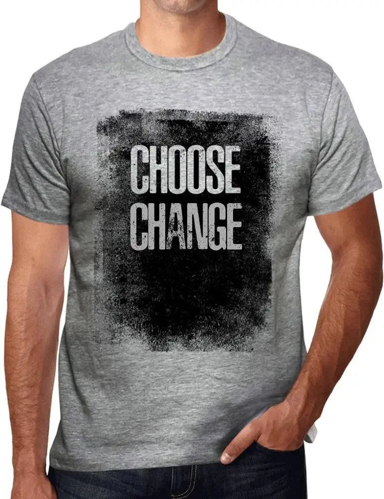 Herren Grafik T-Shirt Veränderung wählen – Choose Change – Öko-Verantwortlich Vintage Jahrgang Kurzarm Lustige Druck Geburtstag Geschenk Mann
