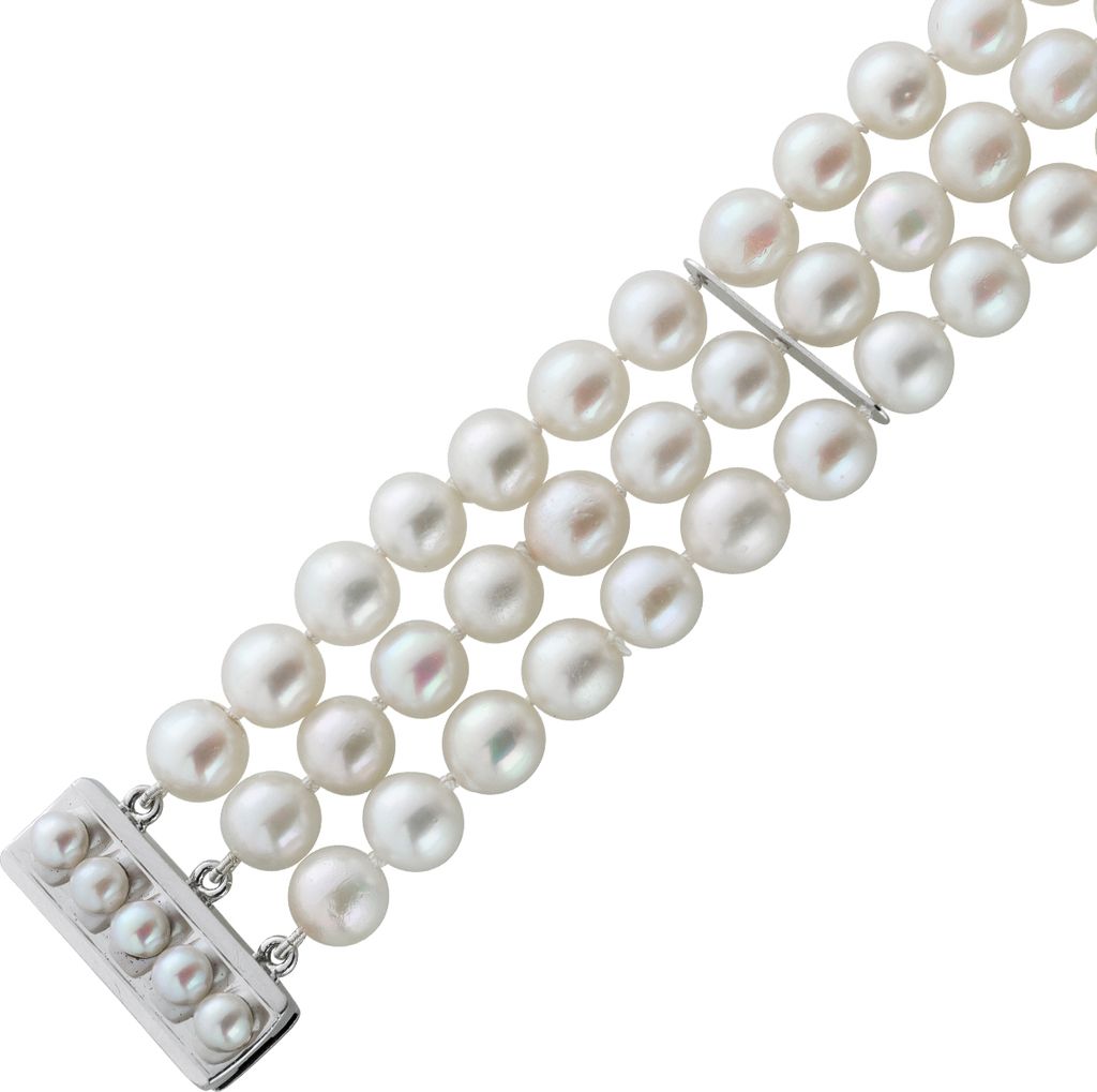 Perlenarmband Silber 835 Akoyaperlen Antikschmuck 16