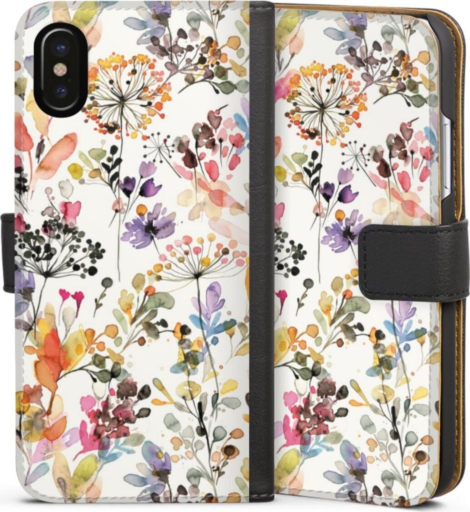 DeinDesign Klapphülle für Apple iPhone X Handytasche Lederhülle Tasche Blume Muster Pastell