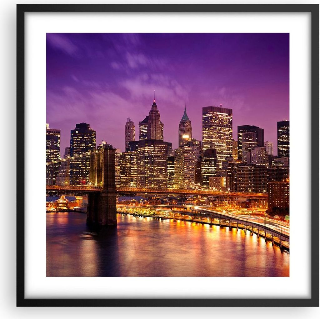 Gerahmtes Poster - Schwarzer Rahmen - New york nacht Produktbild 