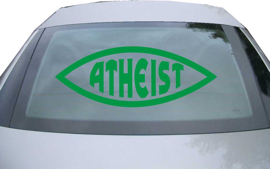 Indigos UG - Aufkleber Heckscheibe & Motorklappe DE2212 - grün - 600x225 mm - Atheist Fisch - Auto Scheiben Fenster Heckklappe Tuning Racing JDM -...