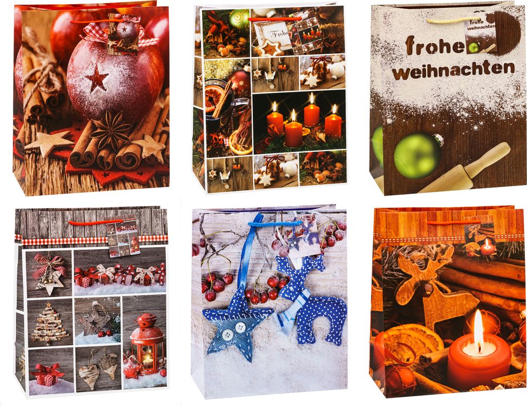 TSI 87316 Geschenktüten WEIHNACHTEN SERIE 6, 12er Packung, Produktbild 