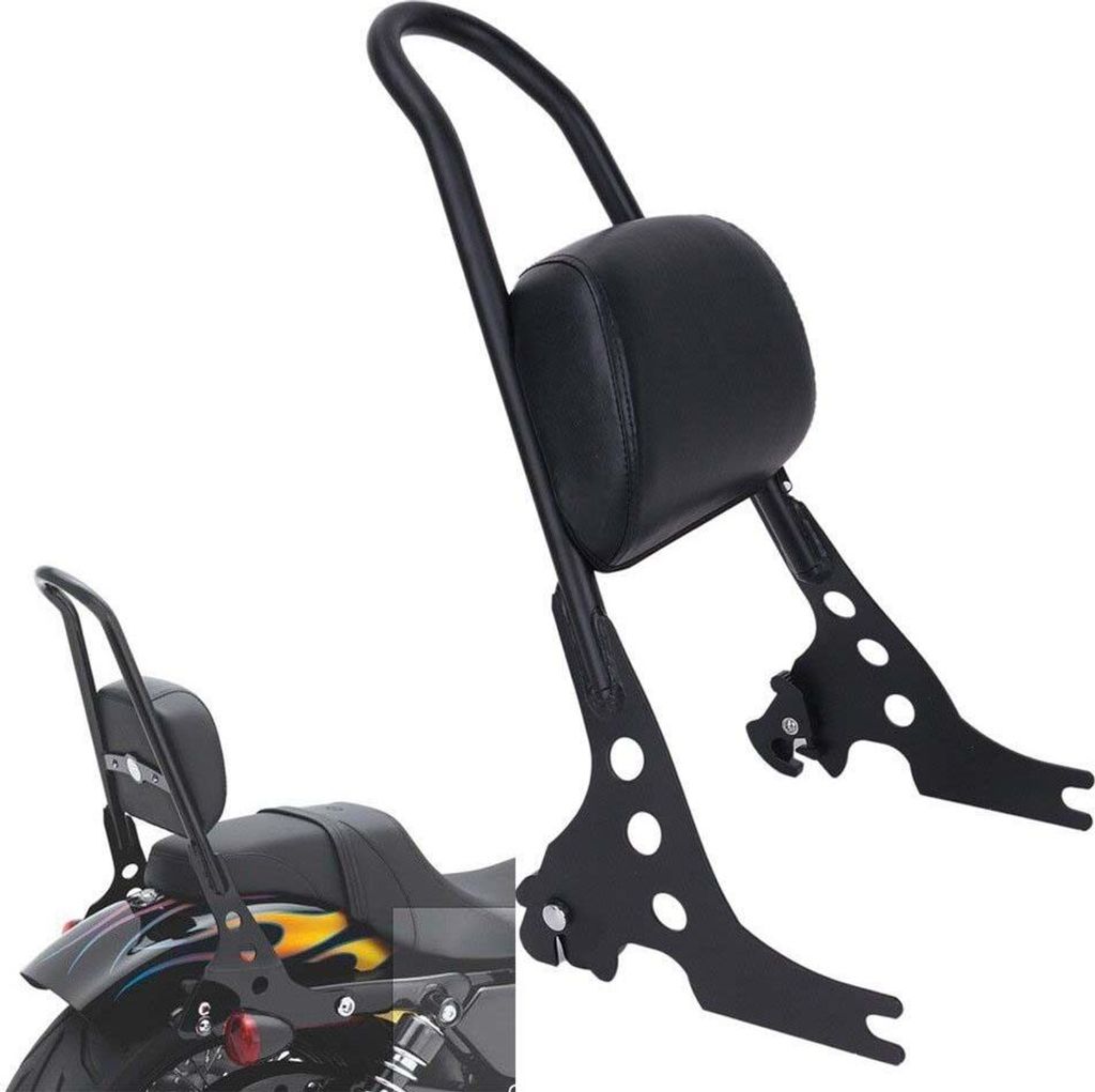 Motorrad Passenger Rückenlehne Sissy Bar Kissenpolster für Sportster XL883 1200 48 04-15 schwarz