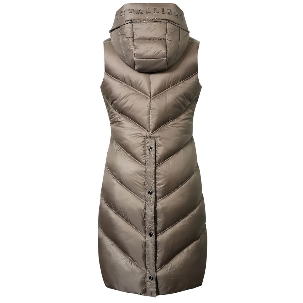 Gilet long femme taupe Covalliero H/W 24 matelassé - Taille M confort