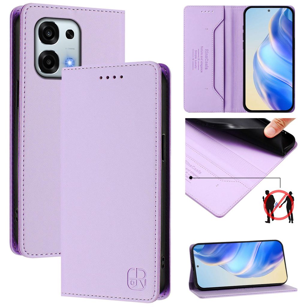 Lederhülle für Oppo A6 Pro 5G/4G Hülle Flip Brieftasche Kartenfächern Ständer Schutzhülle Violett