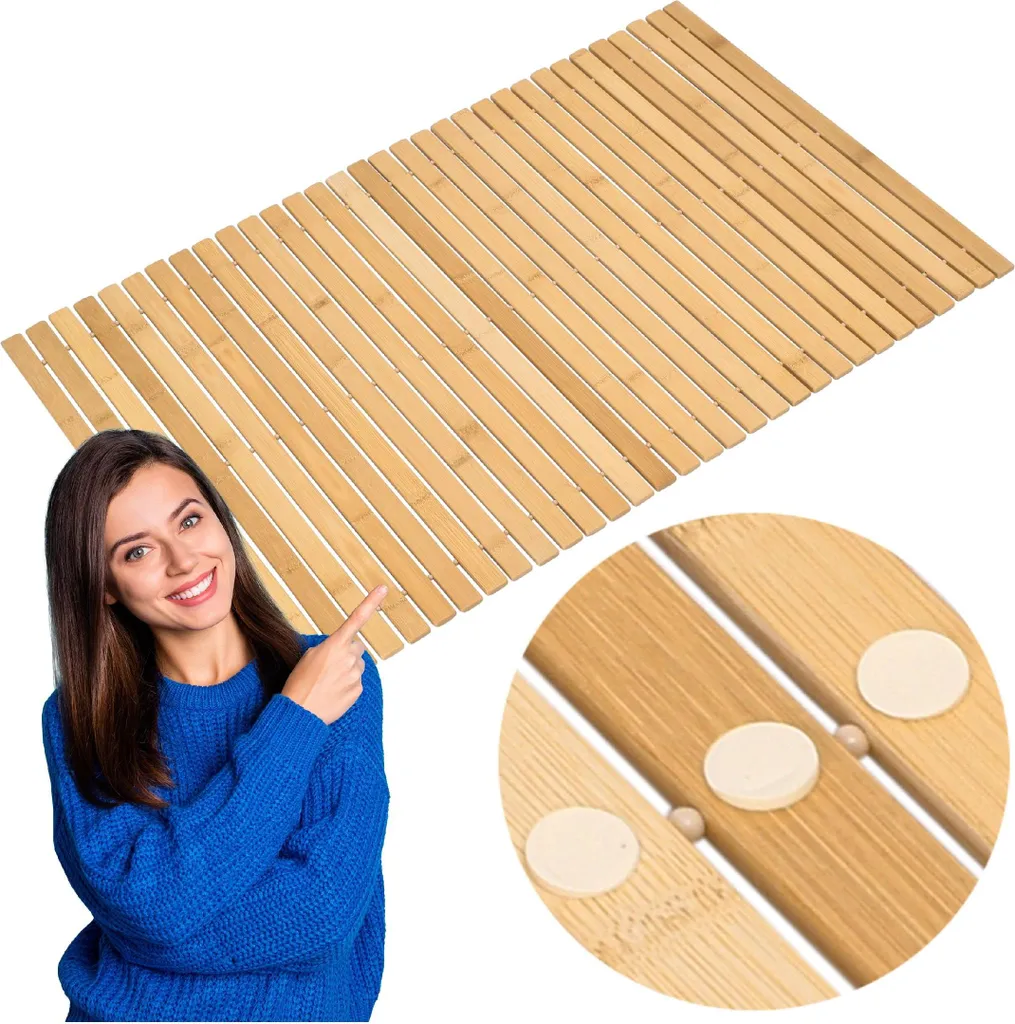 Tapis en bambou Silva 50x80 cm antidérapant et résistant à l'humidité