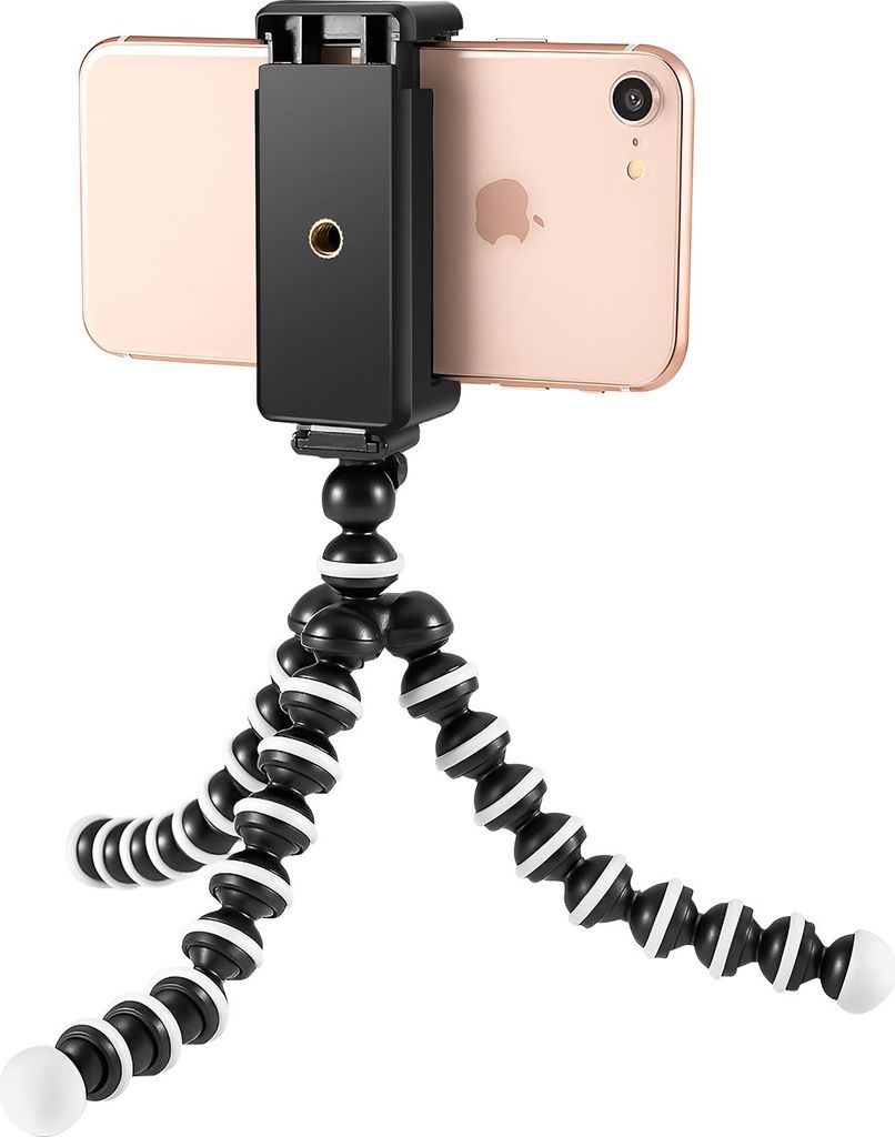 Avizar, Flexibles Octopus Stativ 360° drehbar für Smartphone, Schwarz