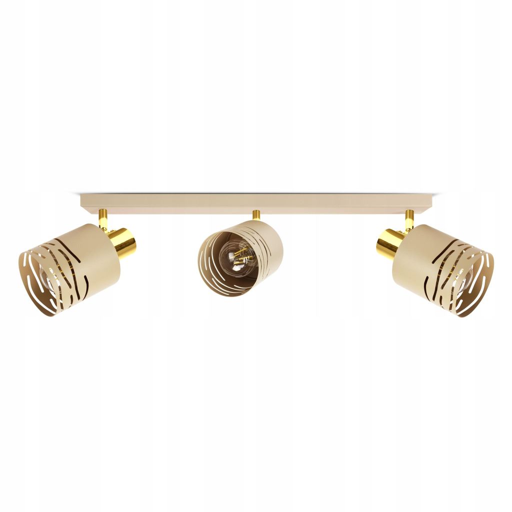 LUXOLAR - LED Deckenleuchte 3-flammig Creme/Gold E27 60W - Deckenlampe Schwenkbar für Wohnzimmer, Küchen - Modern, Japandi Design