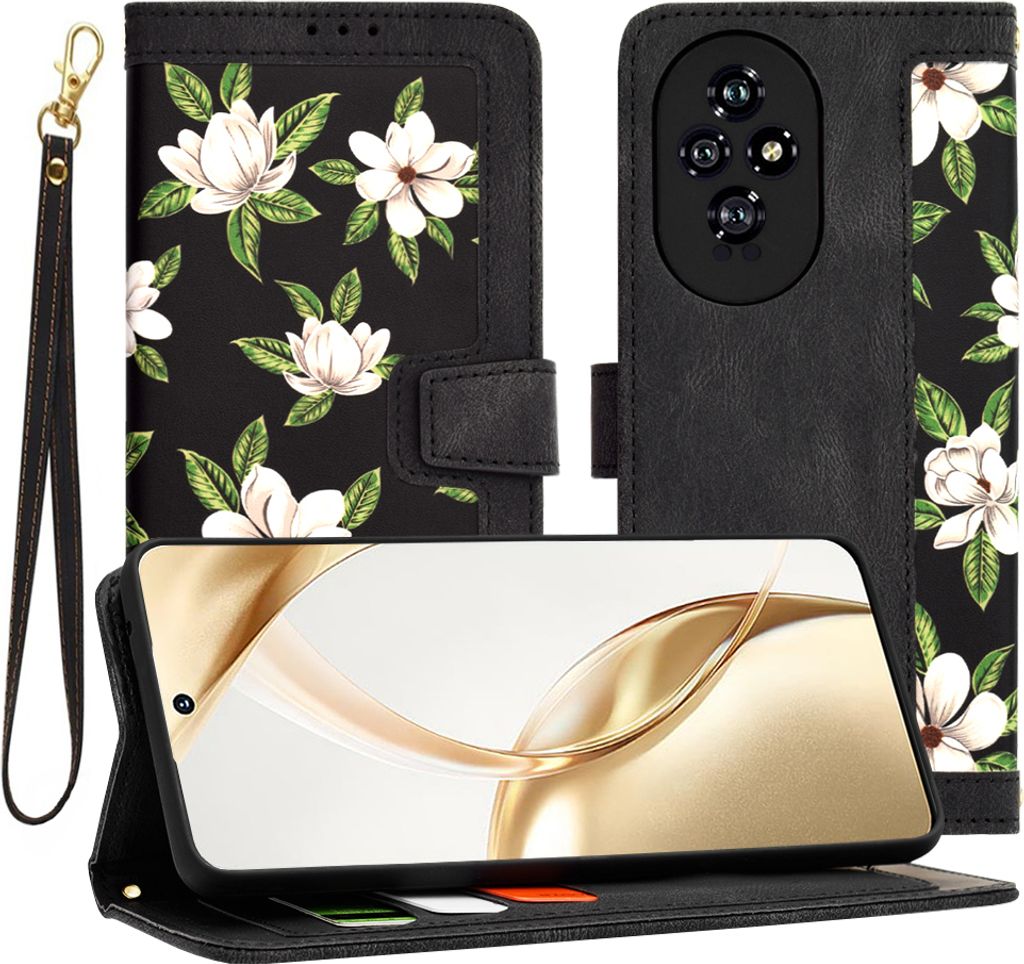 Techsuit FlipCraft Book Wallet Klapphülle mit Kabel für HONOR 200 - Flowers of the Dawn