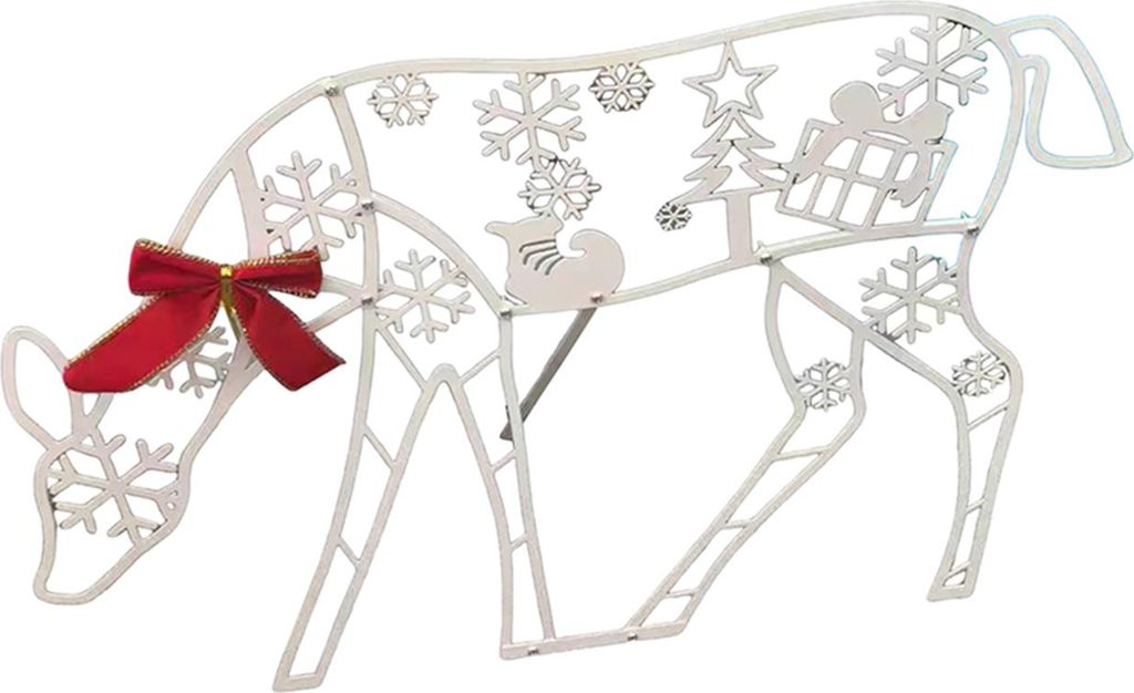 Weihnachts-Rentier-Dekoration für den Außenbereich, beleuchtete Hirschfamilie mit warmem Licht, 2D-stehendes Reh für Feiertags-Hof-Garten-Rasen-...