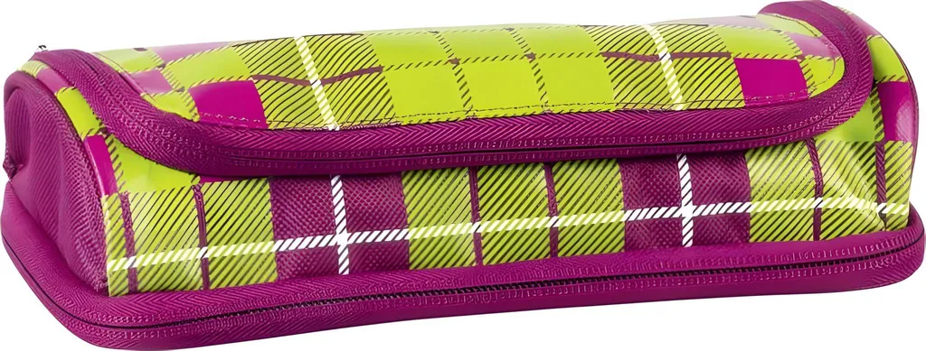 Trousse à Crayons Double Compartiment Duo Karo 22 cm Baie et Vert