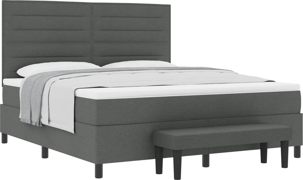Boxspringbett mit Matratze Dunkelgrau 180 x 200 cm Stoff