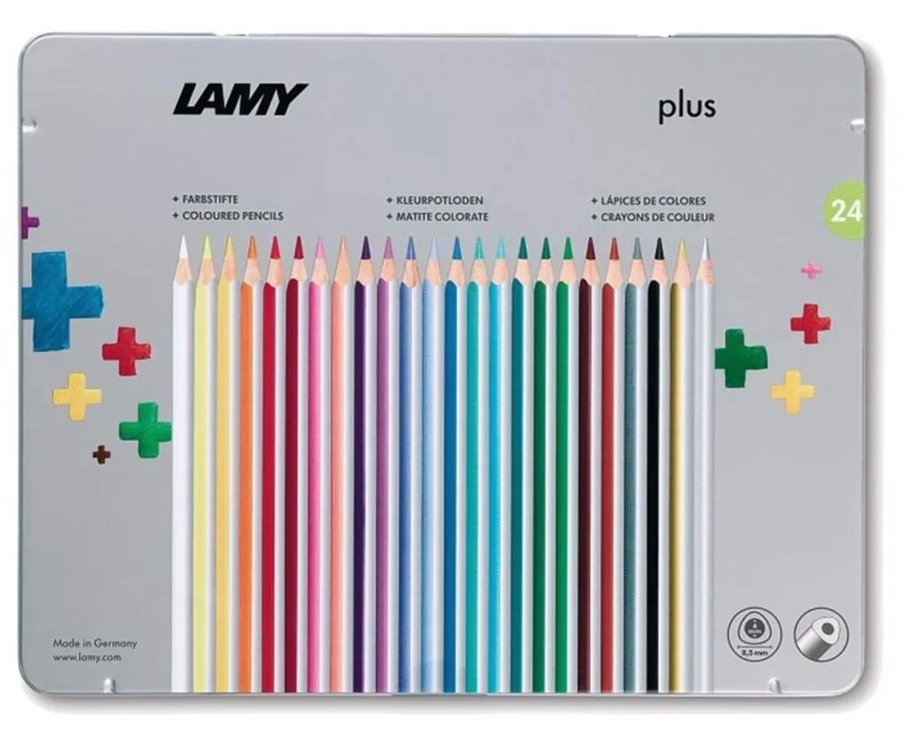 LAMY Triangulaires Plus 24 Crayons de Couleur Mine Tendre en Étui Métal