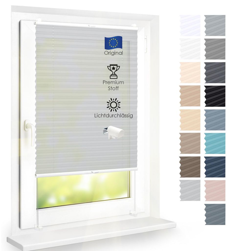 Premium Plissee lichtdurchlässig, Hellgrau, 45x100