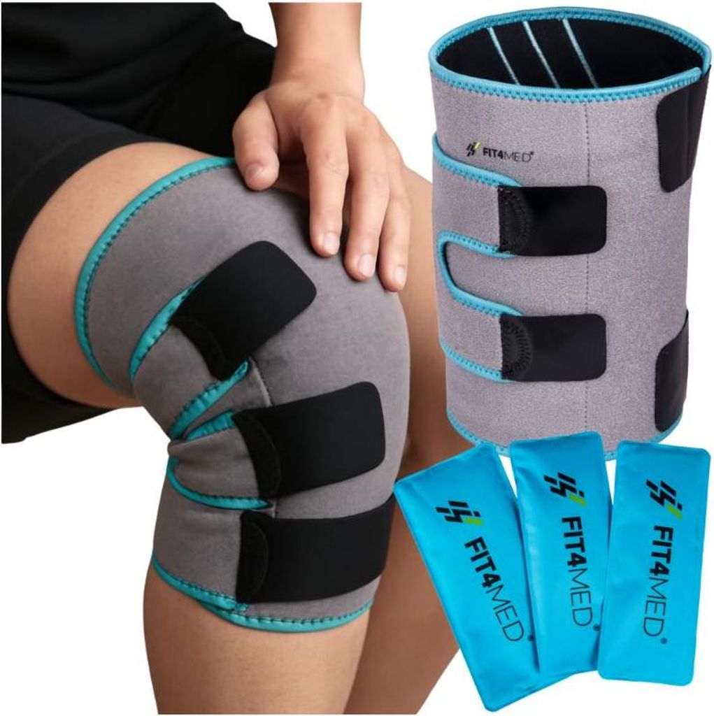 FIT4MED | Knieschoner - Schwarz - 88 X 24 Cm - 3 Geleinlagen - Kälte-wärme-therapie