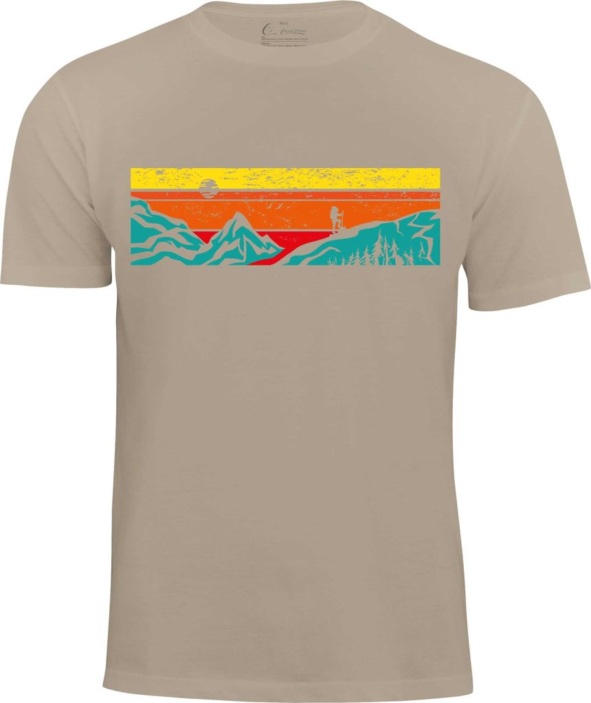 Cotton Prime T-Shirt mit Bergen Lets Hiking L beige