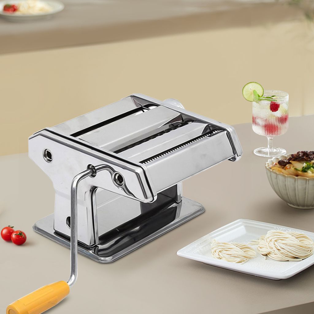 Nudelmaschine Einstellbarer Manuell Pastamaschine Silber Pasta Maker für Spaghetti Lasagne Tagliatelle