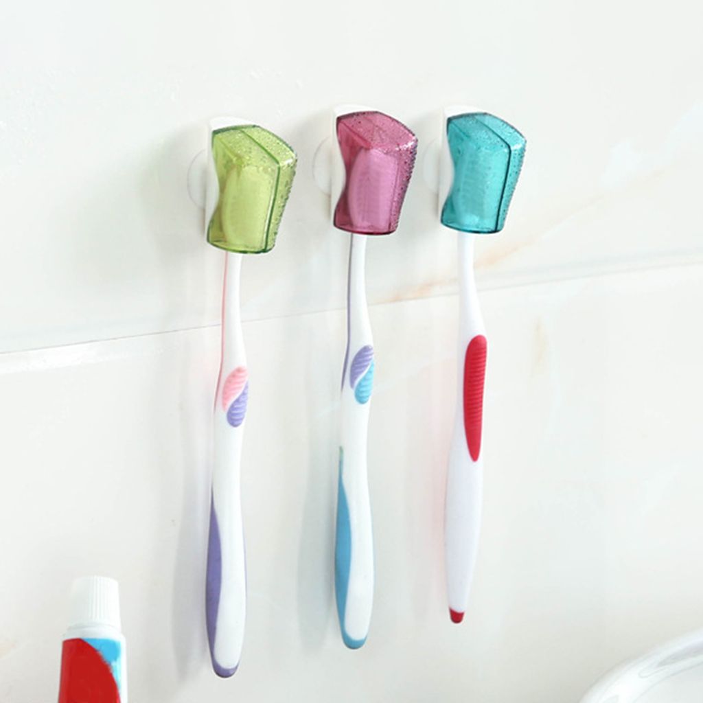 3pcs/Set Zahnbürstenregal-Wand-Saugnapfbecher Keine Markierung Zahnbürstenabdeckung Aufbewahrung für Badezimmer