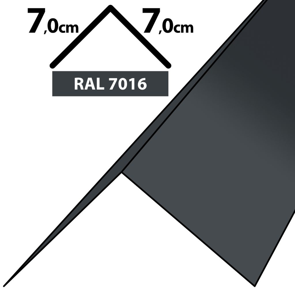 2m Winkelblech Kantblech Kante Blechwinkel pulverbeschichtetes 0,5mm Zuschnitt 14cm RAL-7016 Graphit