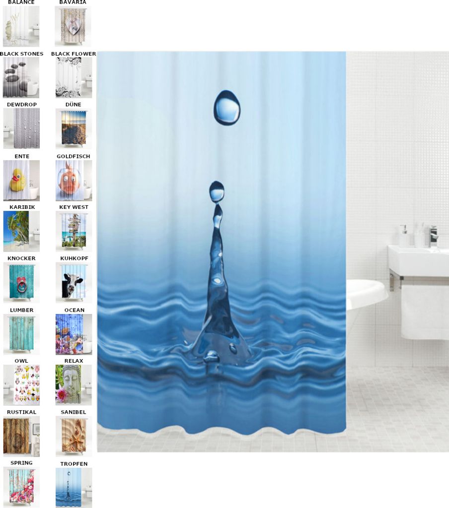 SANILO® Kvapky na sprchový záves 180 x 200 cm Obrázok produktu 