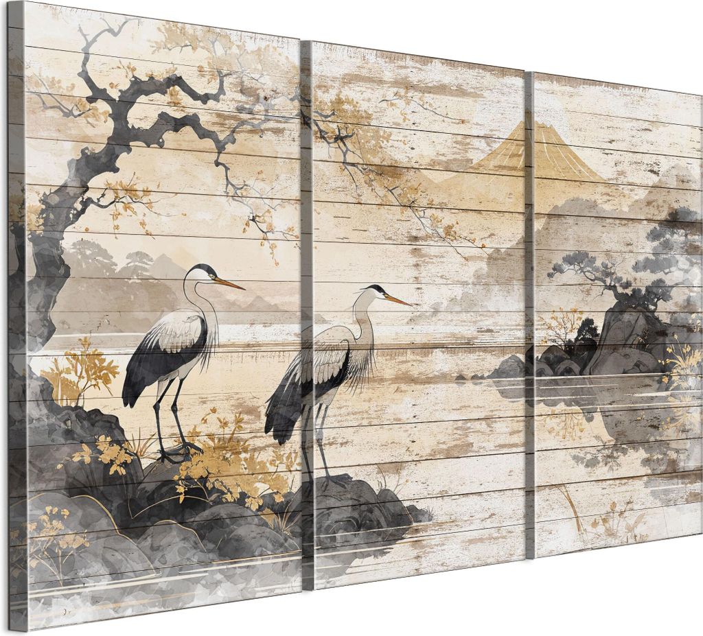 LUMASOUL Leinwand Bilder, Leinwandbild Natur Motiv, Wandbilder Holzrahmen, Bilder 90x60cm Japanische Landschaft