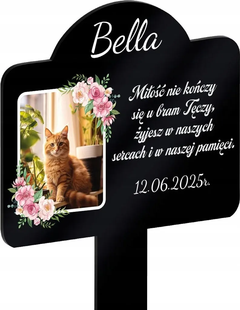 Plaque funéraire chat personnalisable avec portrait et bougie de deuil