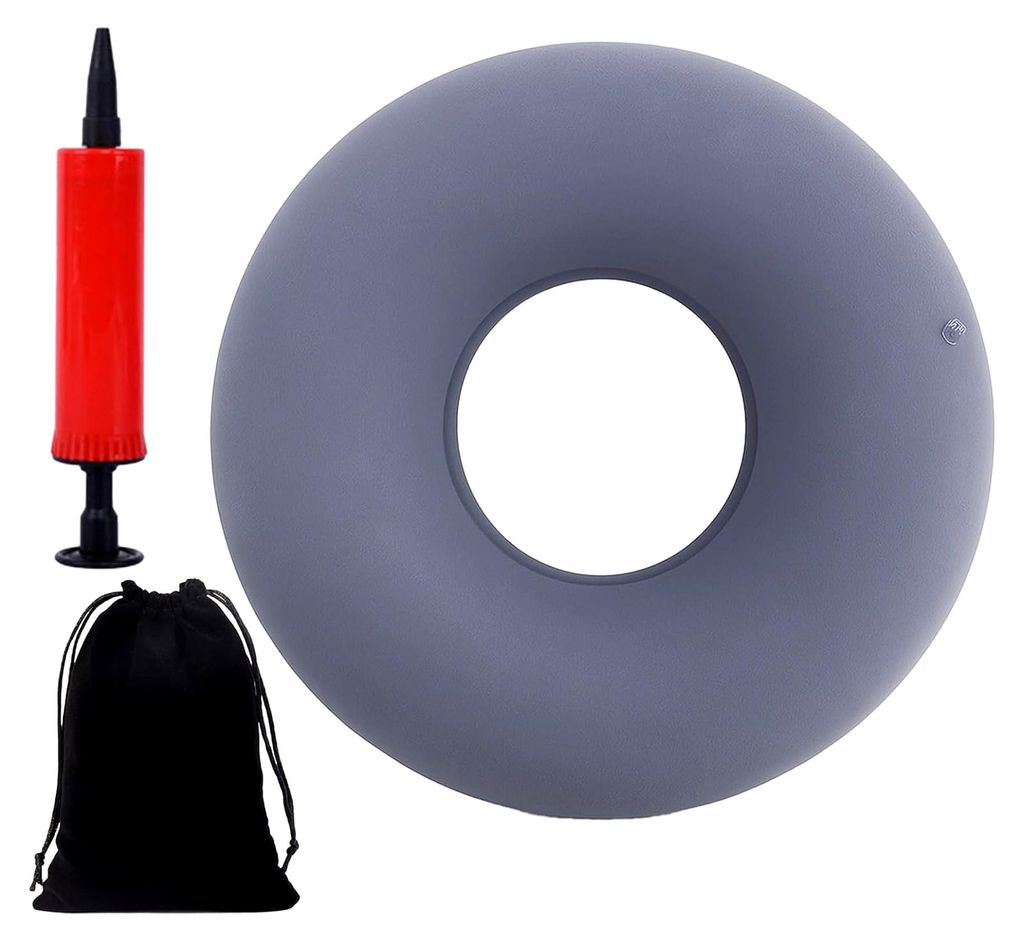 Hämorrhoiden Sitzkissen, Sitzring nach Operation, Steißbeinkissen, aufblasbarer Sitzring mit Pumpe und Aufnahmebeutel, Donut Kissen für Entlastu...