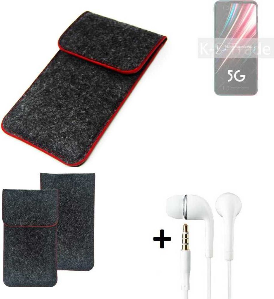 K-S-Trade Handy Schutz Hülle kompatibel mit nubia Red Magic 5G Schutzhülle Handyhülle Filztasche Pouch Tasche Case Sleeve Filzhülle dunkelgrau